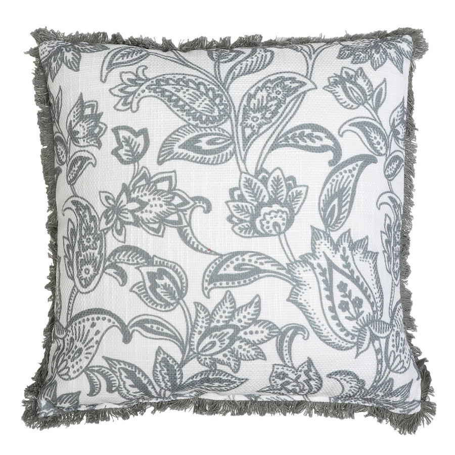 D Cor & Pillows * | Jensen Clarke Neutral Grey Paisley Throw Pillow, 17 At Discount Prices