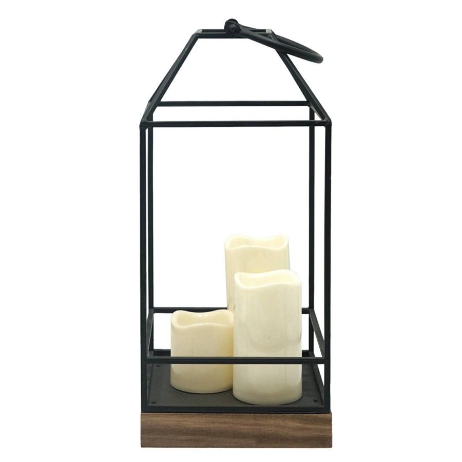 Home Accents * | Led Metal Lantern With 3 Candles, 17 Outlet Sale