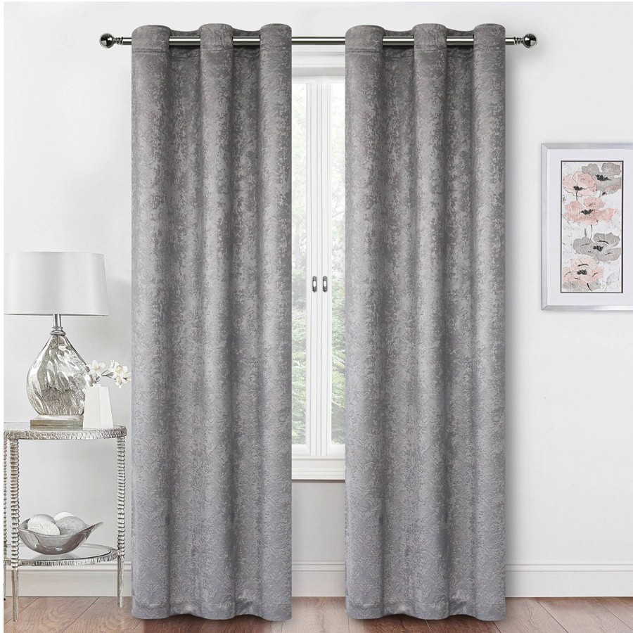 Rugs & Curtains * | Jasper 76X84 Embossed Bo Grmt Pnl Pair Grey Exceptional Design