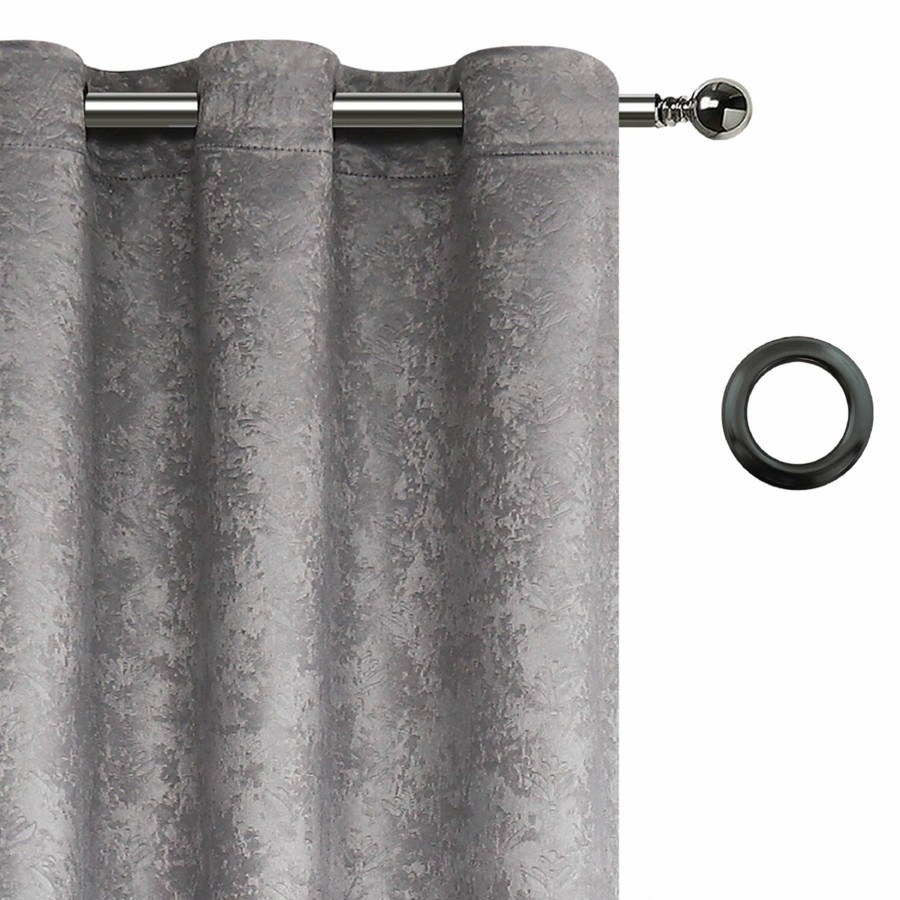 Rugs & Curtains * | Jasper 76X84 Embossed Bo Grmt Pnl Pair Grey Exceptional Design