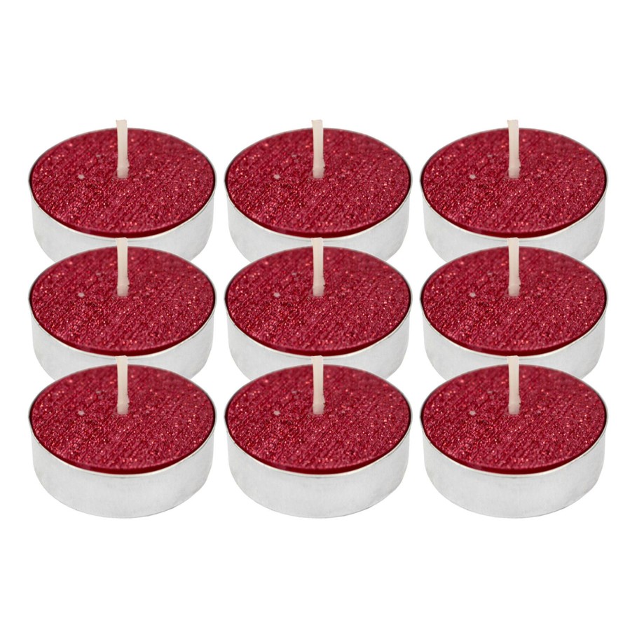 D Cor & Pillows * | 9-Pack Red Glittered Unscented Tealights Lower Prices