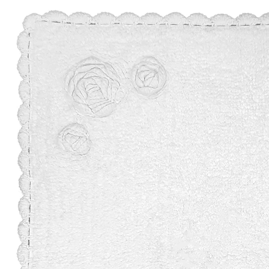 Rugs & Curtains * | Grace Mitchell White Cabbage Rose With Crochet Edge Bath Rug, 20 30 Quality Guarantee