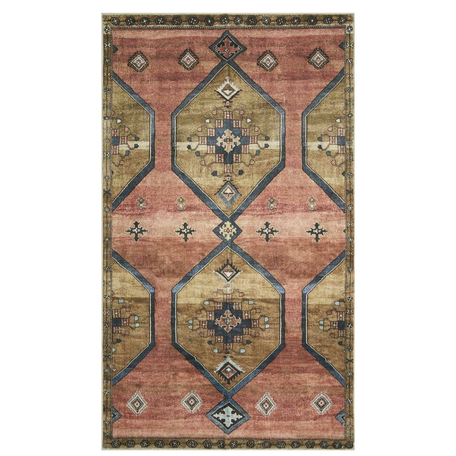 Rugs & Curtains * | (D568) Freya Pink Medallion Washable Accent Rug, 3 5 Hot Sale