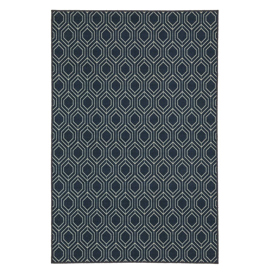 Rugs & Curtains * | (D541) Jubilee White & Navy Area Rug, 5 7 Discount