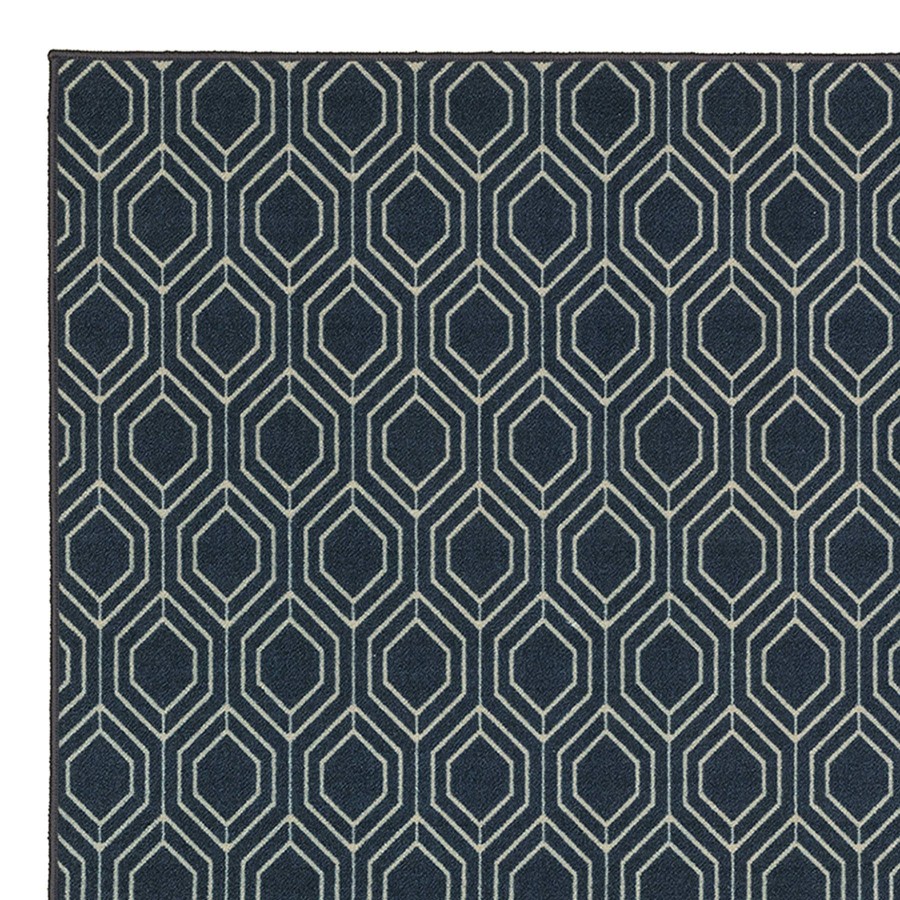 Rugs & Curtains * | (D541) Jubilee White & Navy Area Rug, 5 7 Discount