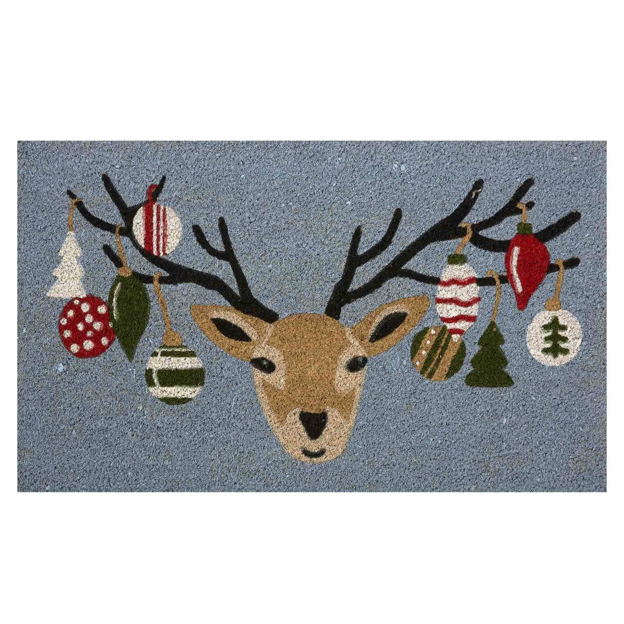 Rugs & Curtains * | Blue Ornament Reindeer Coir Mat, 18 30 At Low Price