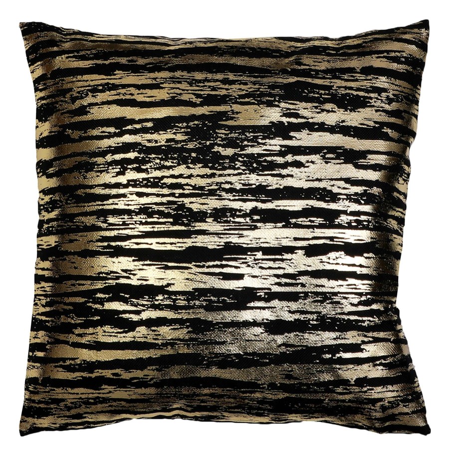 D Cor & Pillows * | Black Jessa Streak Linen Metallic Throw Pillow, 18 Discount Store