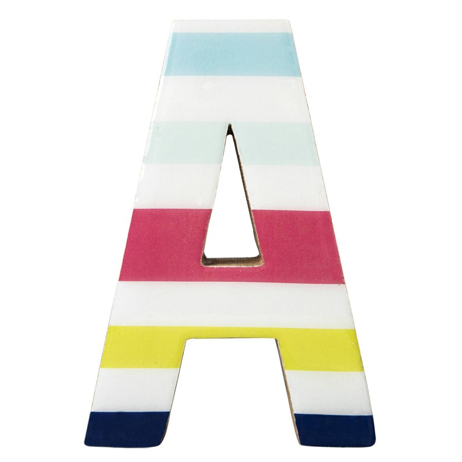 Home Accents * | 6In Multi Stripe Wood Letter A Lower Prices