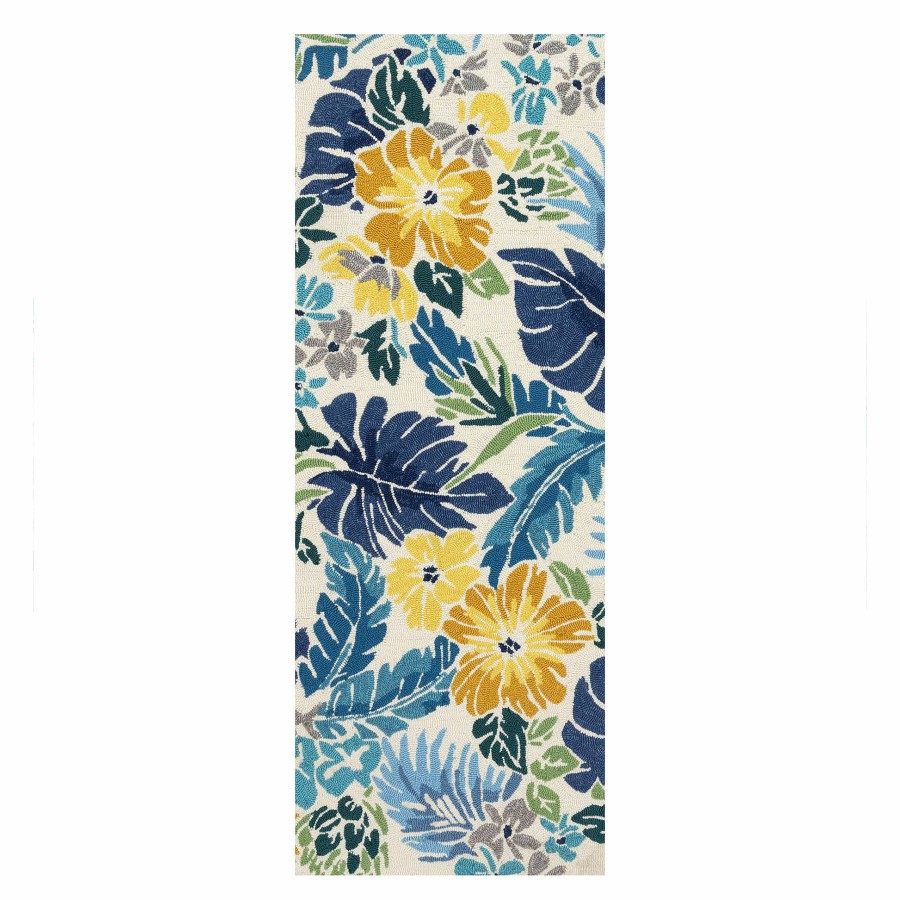 Rugs & Curtains * | (E264) Santa Monica Blue Floral Indoor & Outdoor Runner, 2 5 Classical Style