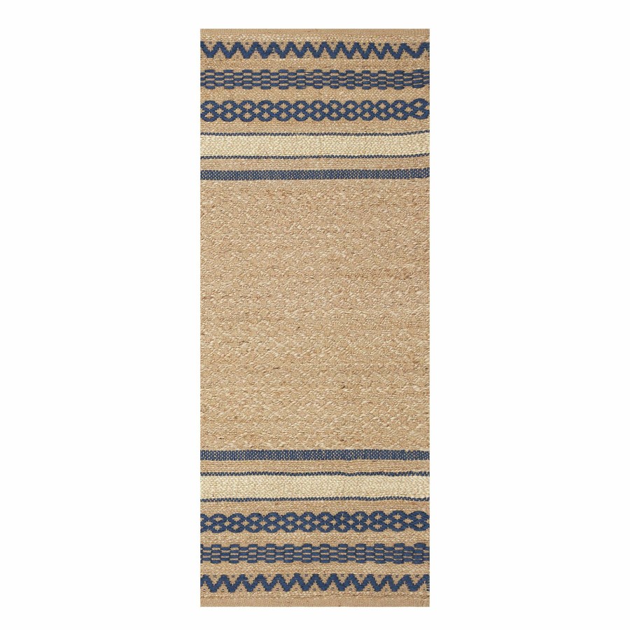 Rugs & Curtains * | (B672) Jenson Woven Blue Jute Runner, 2 5 At Reduced Price