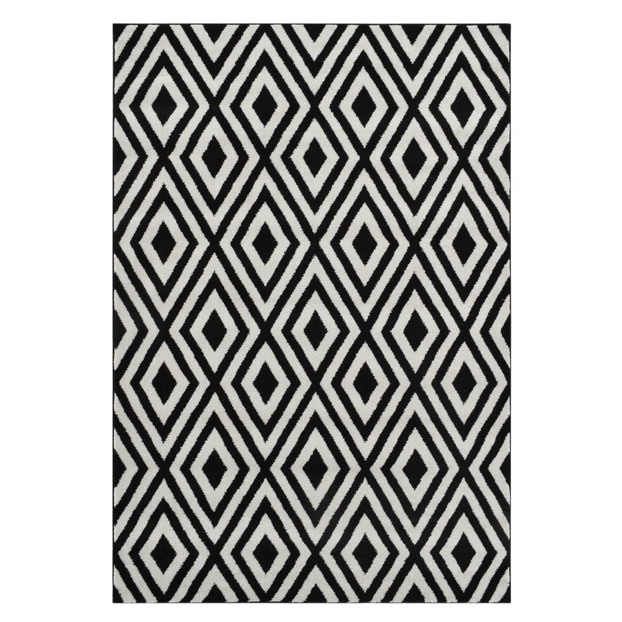 Rugs & Curtains * | (D532) Black & White Diamond Design Area Rug, 5 7 Shop