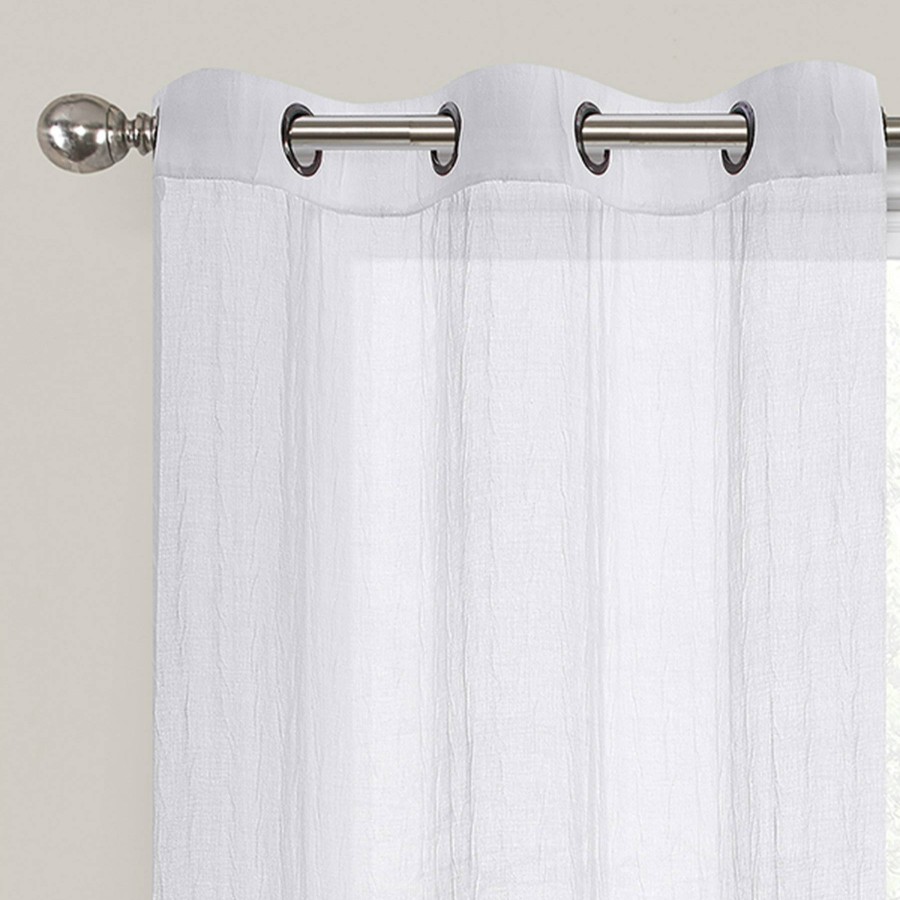 Rugs & Curtains * | 2-Pack White Crushed Sheer Grommet Curtain Panels, 84 Discount