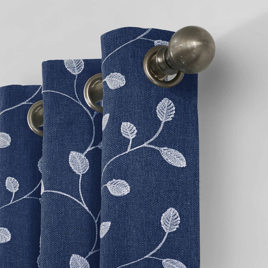 Rugs & Curtains * | Rockwell Navy Embroidered Blackout Grommet Curtain Panel, 84 Delicate Design