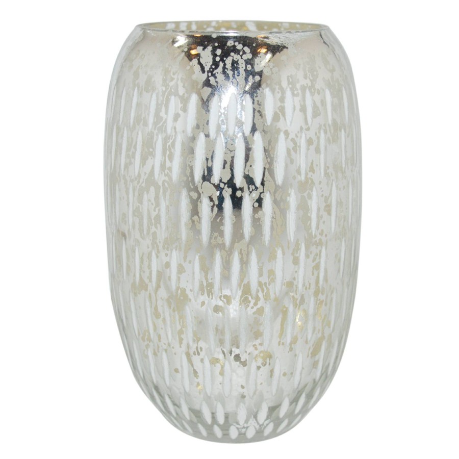 Home Accents * | White Etched Mercury Glass Vase, 6 Reduction In Price