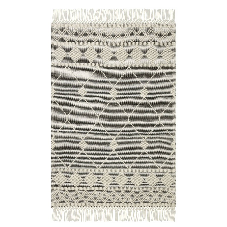 Rugs & Curtains * | (B777) Reese Black & White Diamond Design Area Rug, 8 10 Outlet Sale