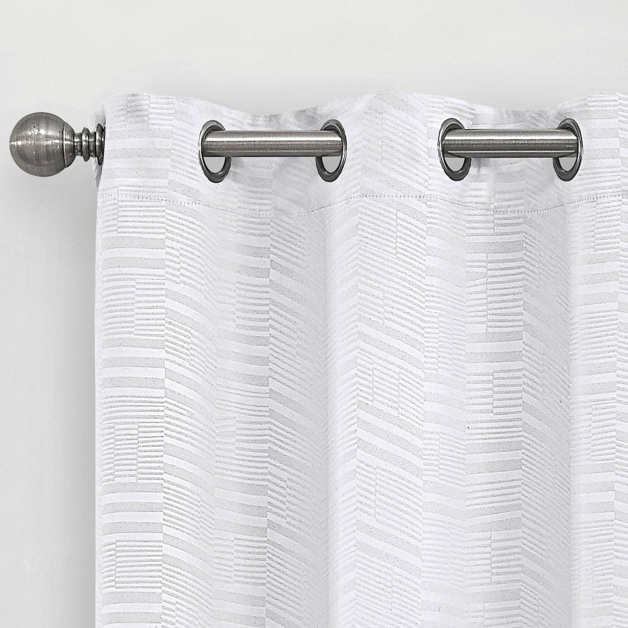 Rugs & Curtains * | 2-Pack White Chevron Blackout Grommet Curtain Panels, 95 At Reduced Price