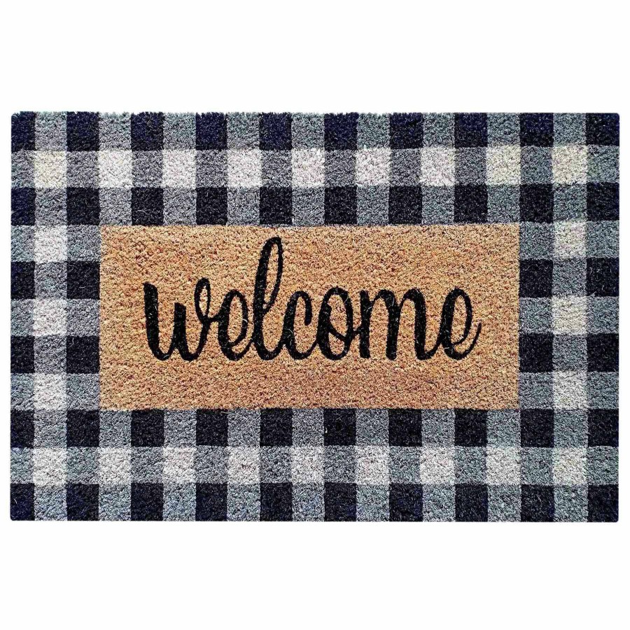 Rugs & Curtains * | Honeybloom Buffalo Check Plaid Coir Welcome Mat, 18 30 Limited Edition