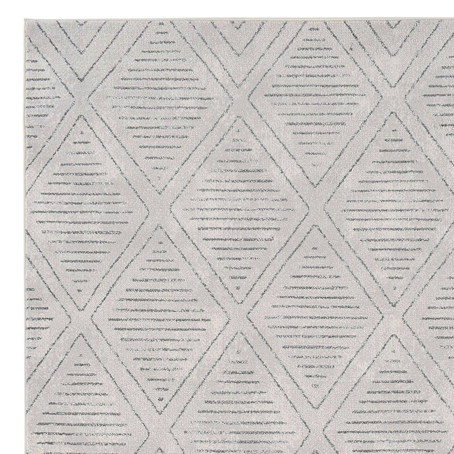 Rugs & Curtains * | (D534) Cleo White & Grey Diamond Design Area Rug, 8 10 Discounts