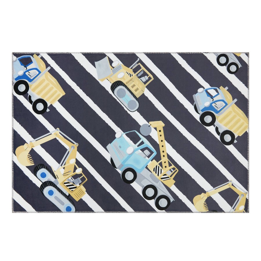 Rugs & Curtains * | Construction Trucks Yellow & Black Parker Accent Rug, 24 36 Limited Edition