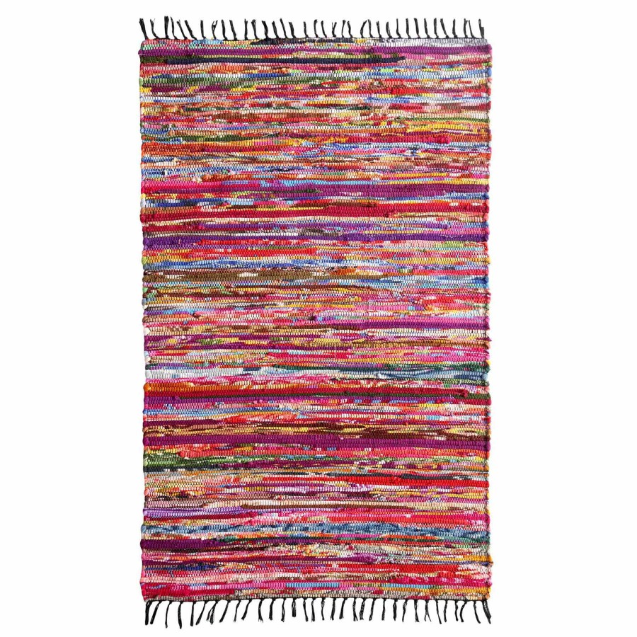 Rugs & Curtains * | (D410) Polar Chindi Fleece Multicolor Area Rug, 3 5 Hot Sale