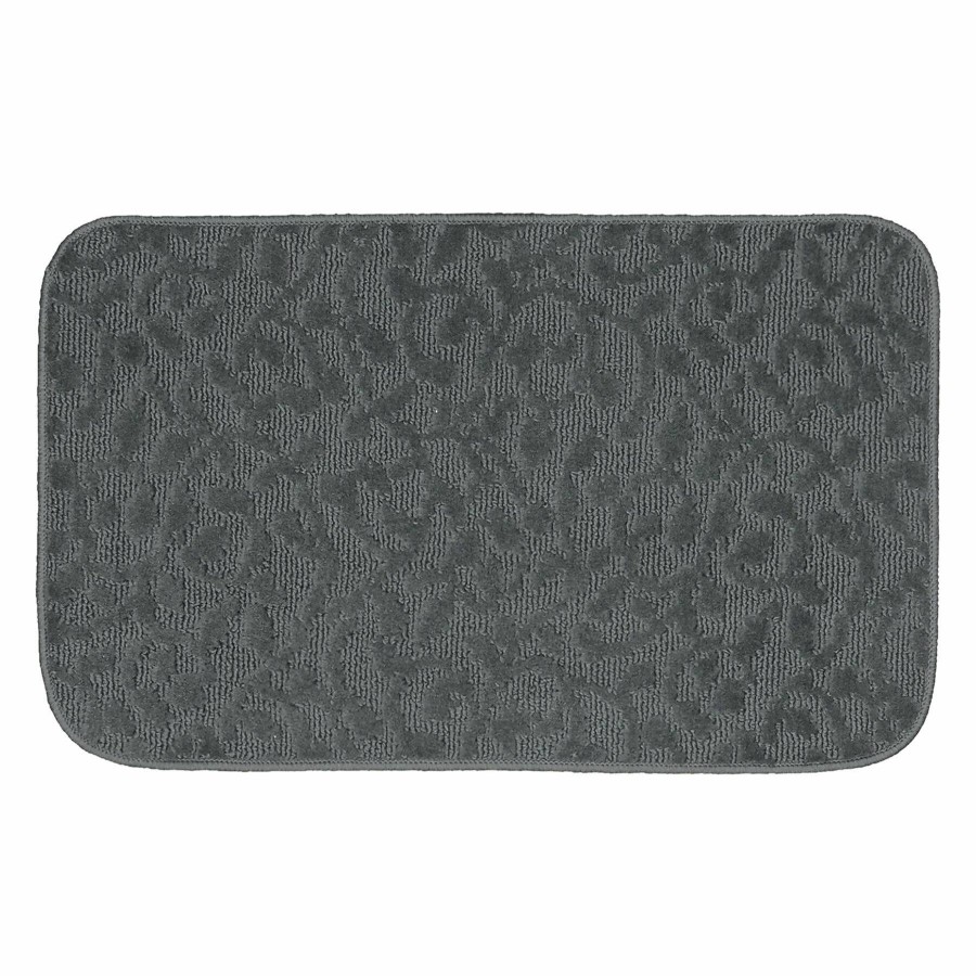 Rugs & Curtains * | Dark Grey Ivy Cut & Loop Olefin Kitchen Mat, 18 30 Fire Sale