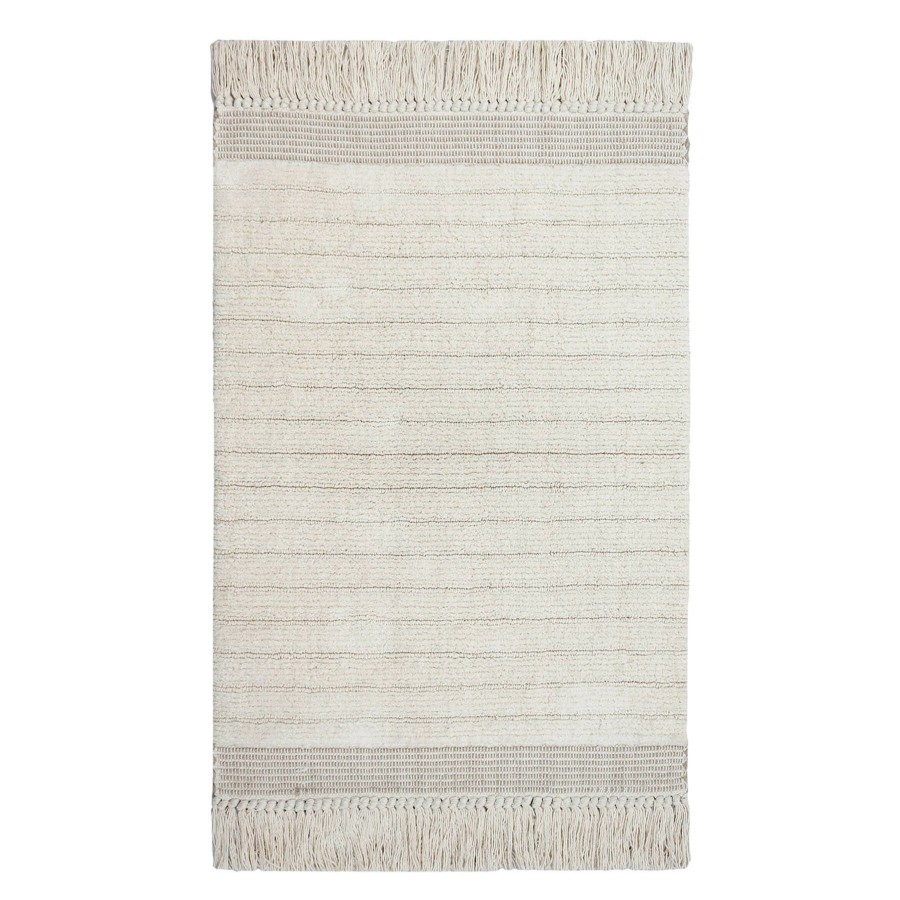 Rugs & Curtains * | Bath Rug Fringe White/Grey Reliable Quality