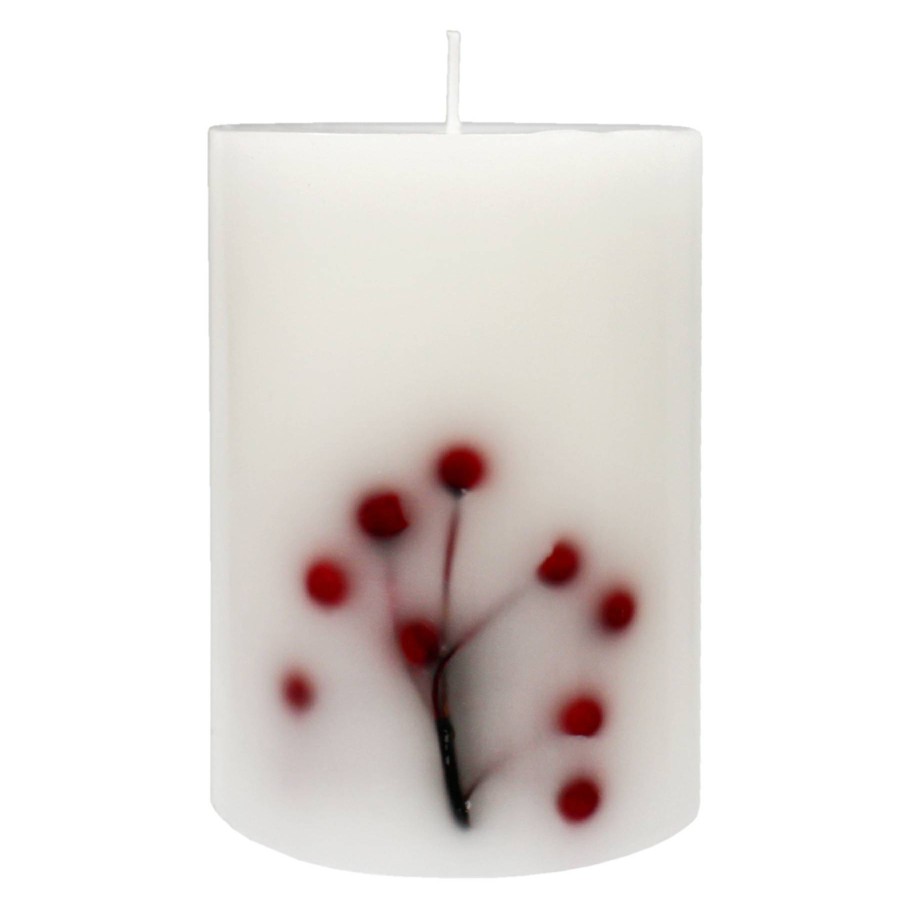 D Cor & Pillows * | Berries Unscented Pillar Candle, 4 Fire Sale