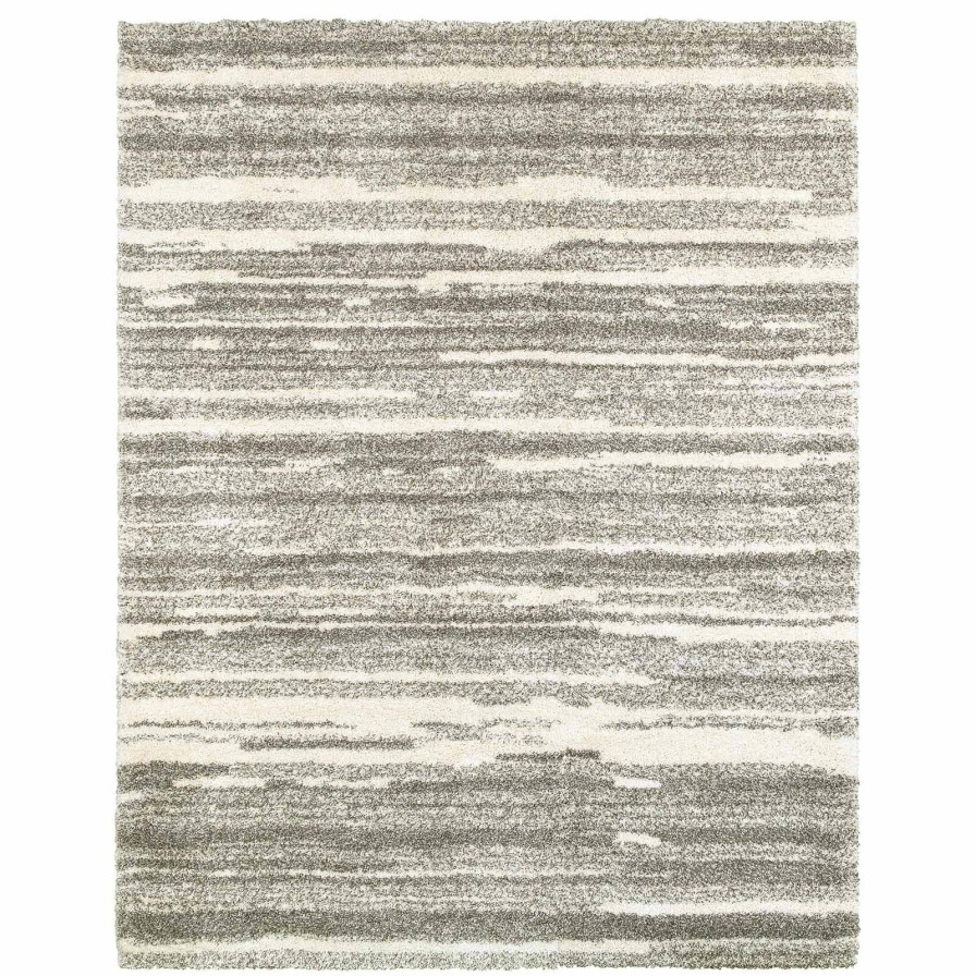 Rugs & Curtains * | (A345) Plus Shag Rug Grey & Ivory Rug, 8 10 At Discount Prices