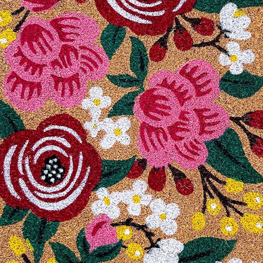 Rugs & Curtains * | Pink & Yellow Floral Oversized Coir Mat, 22 47 Outlet