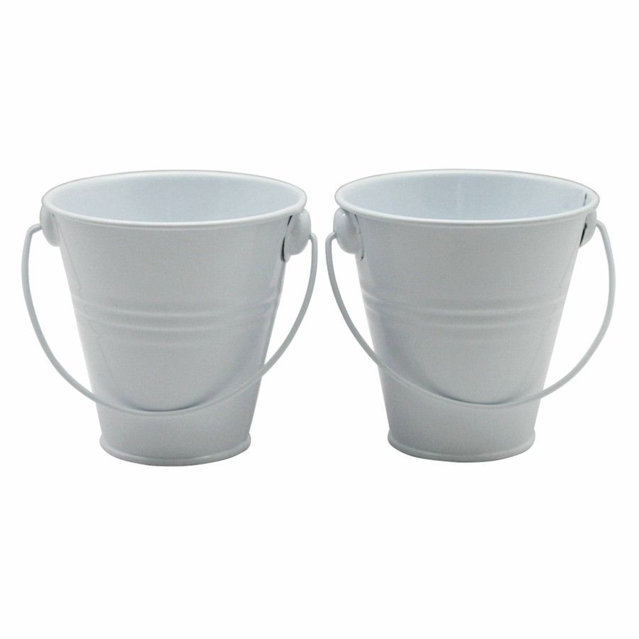 D Cor & Pillows * | 2-Pack White Citronella Painted Bucket Candles, Small Discount Store