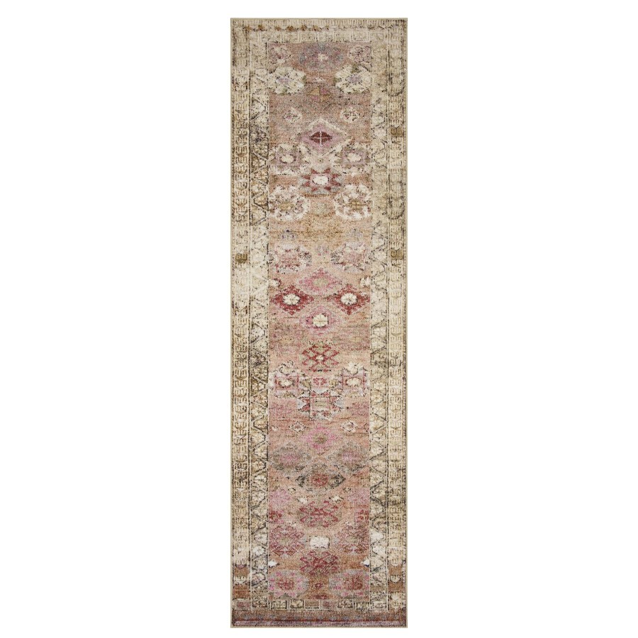 Rugs & Curtains * | (D572) Freya Pink Floral Washable Runner, 2 7 Shop