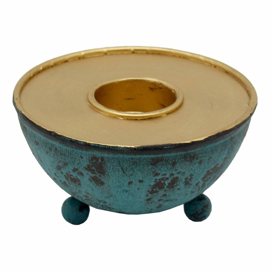 Home Accents * | Blue & Gold Tealight Candle Holder, 2.6 Latest Fashion