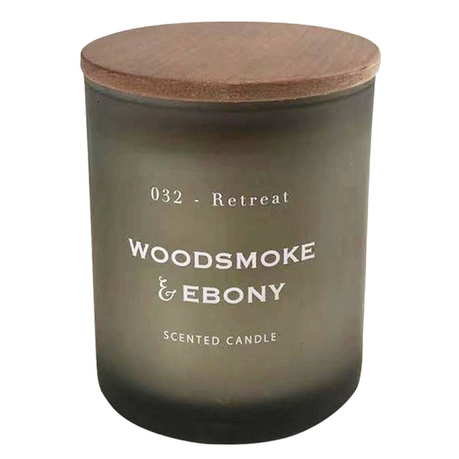 D Cor & Pillows * | 032 Woodsmoke & Ebony Scented Jar Candle, 8Oz Quality Guarantee