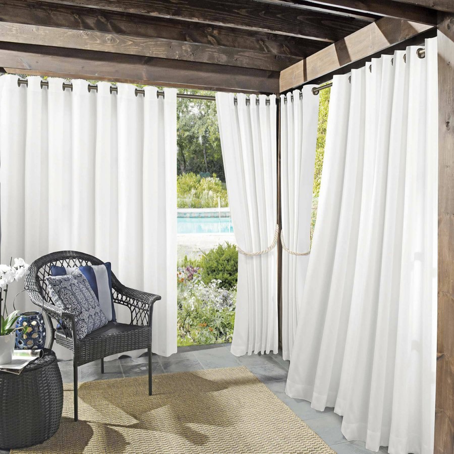 Rugs & Curtains * | Darian White Outdoor Light Filtering Curtain Panel, 95 Outlet Sale