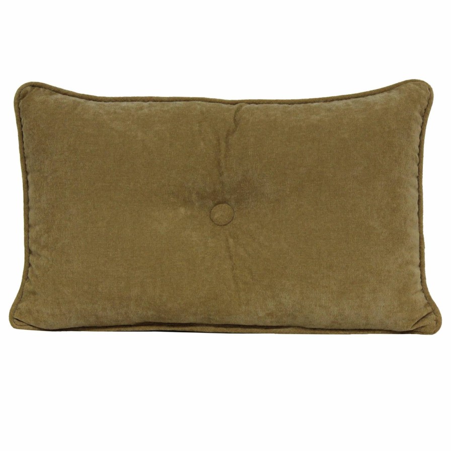 D Cor & Pillows * | Avalon Gold Plush Oblong Button Throw Pillow, 13 20 Delicate Design