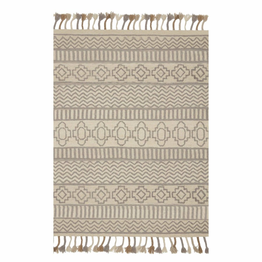 Rugs & Curtains * | (A469) Arthur Ivory & Grey Accent Rug With Tassels, 3 5 At Discount Prices