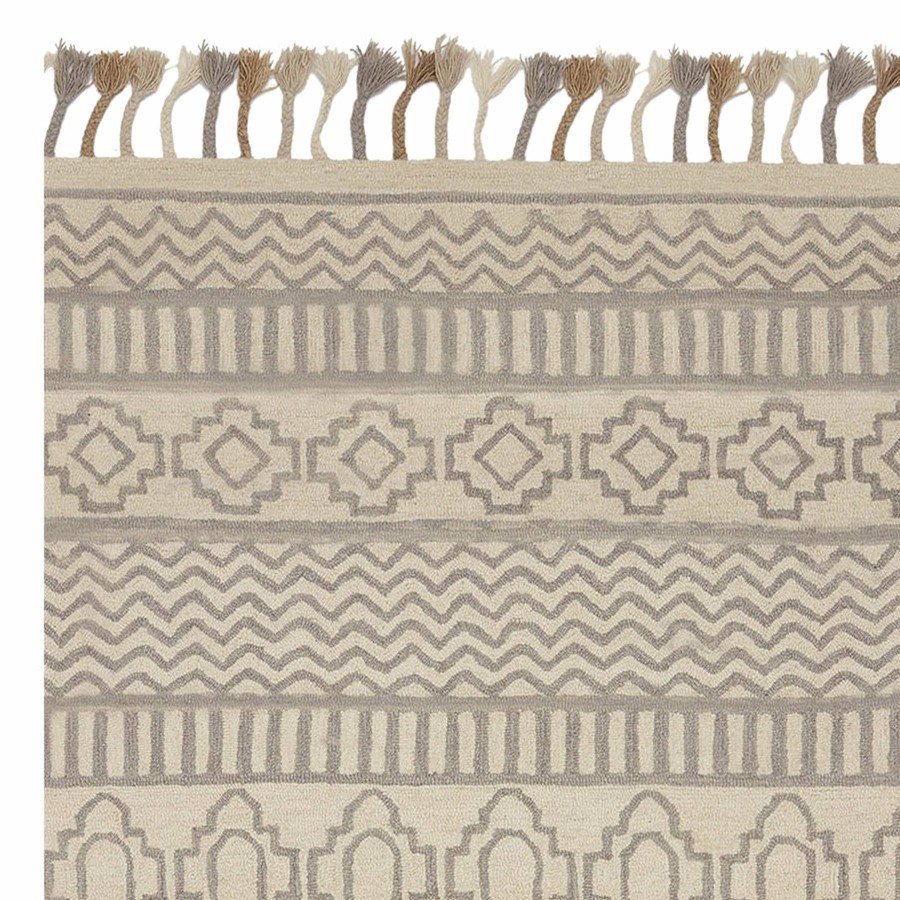 Rugs & Curtains * | (A469) Arthur Ivory & Grey Accent Rug With Tassels, 3 5 At Discount Prices