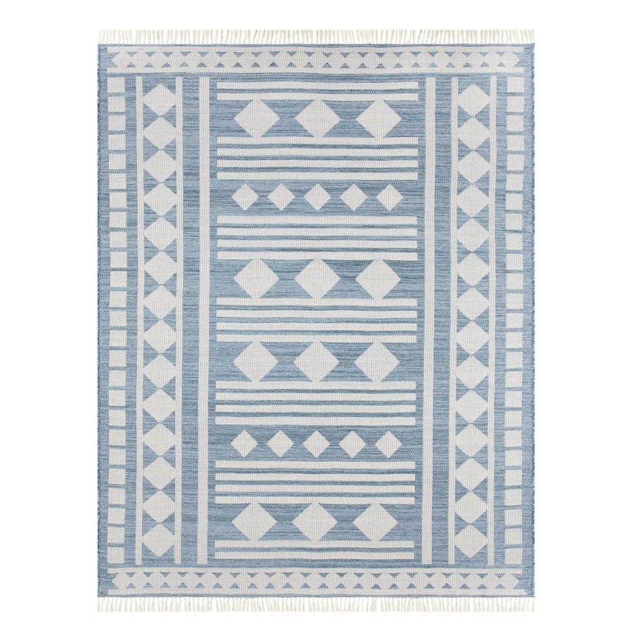 Rugs & Curtains * | (E320) Porter Light Blue Patterned Indoor & Outdoor Area Rug, 8 10 Quality Guarantee