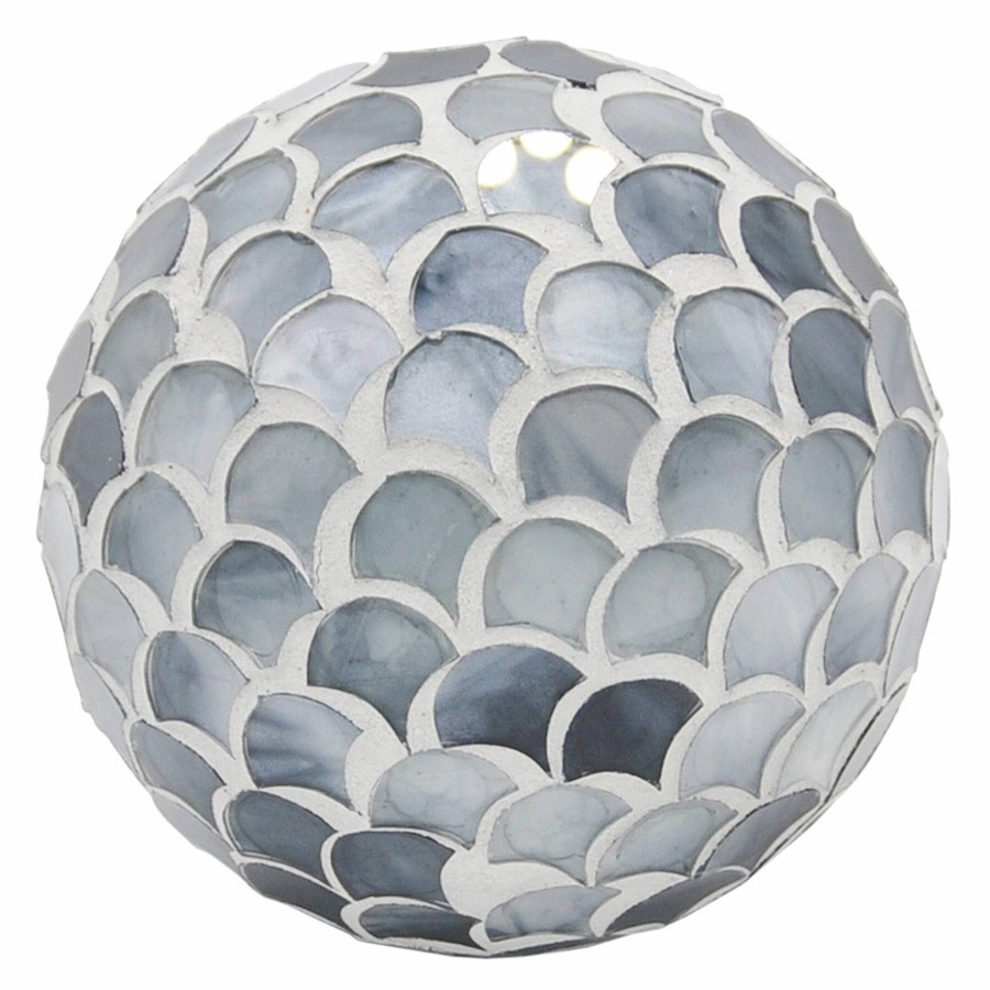 Home Accents * | 4In Grey Mosaic Orb At Discount Prices