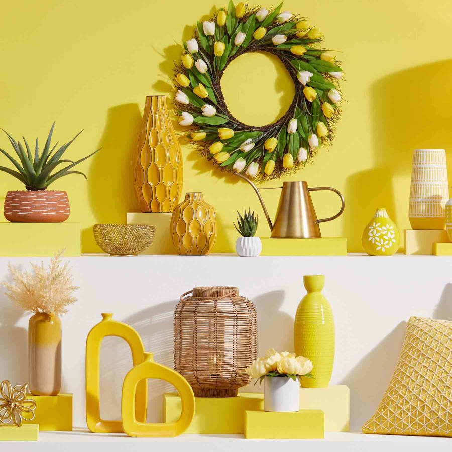 Home Accents * | Yellow Ceramic Vase, 8 Good Quality