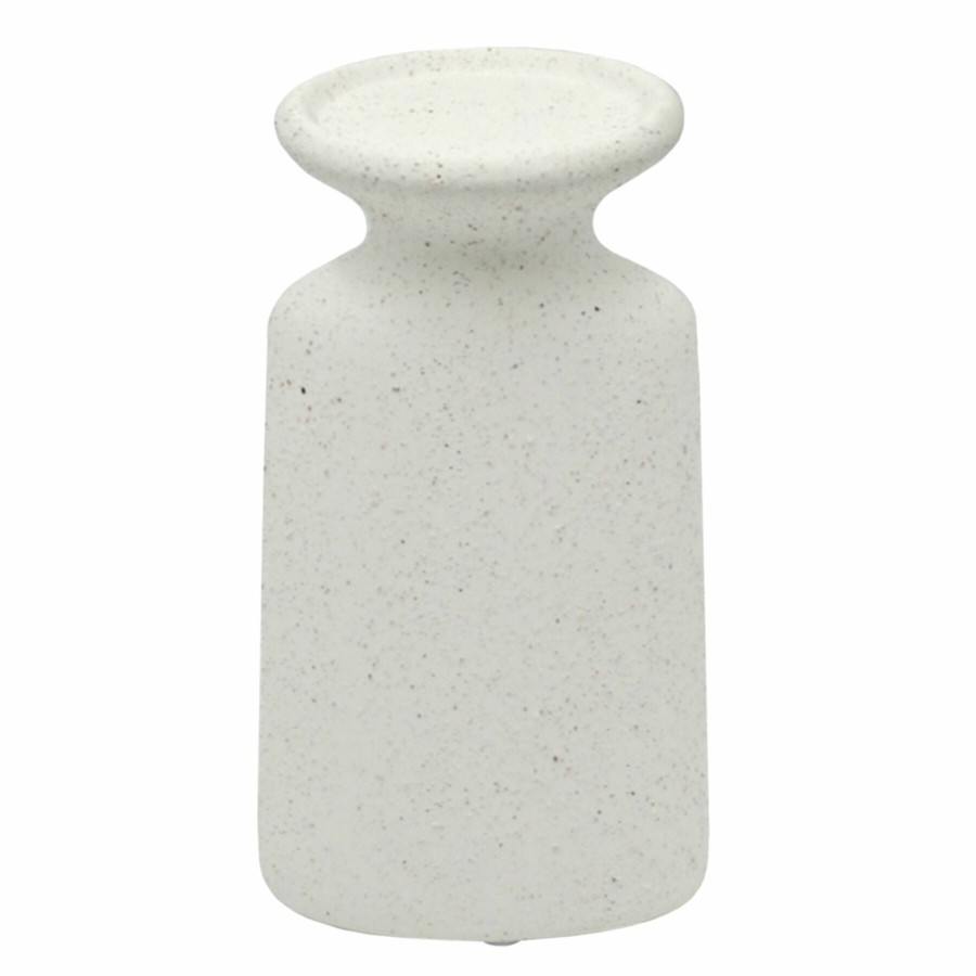 Home Accents * | White Sanded Ceramic Pillar Candle Holder, 8 Reduction In Price