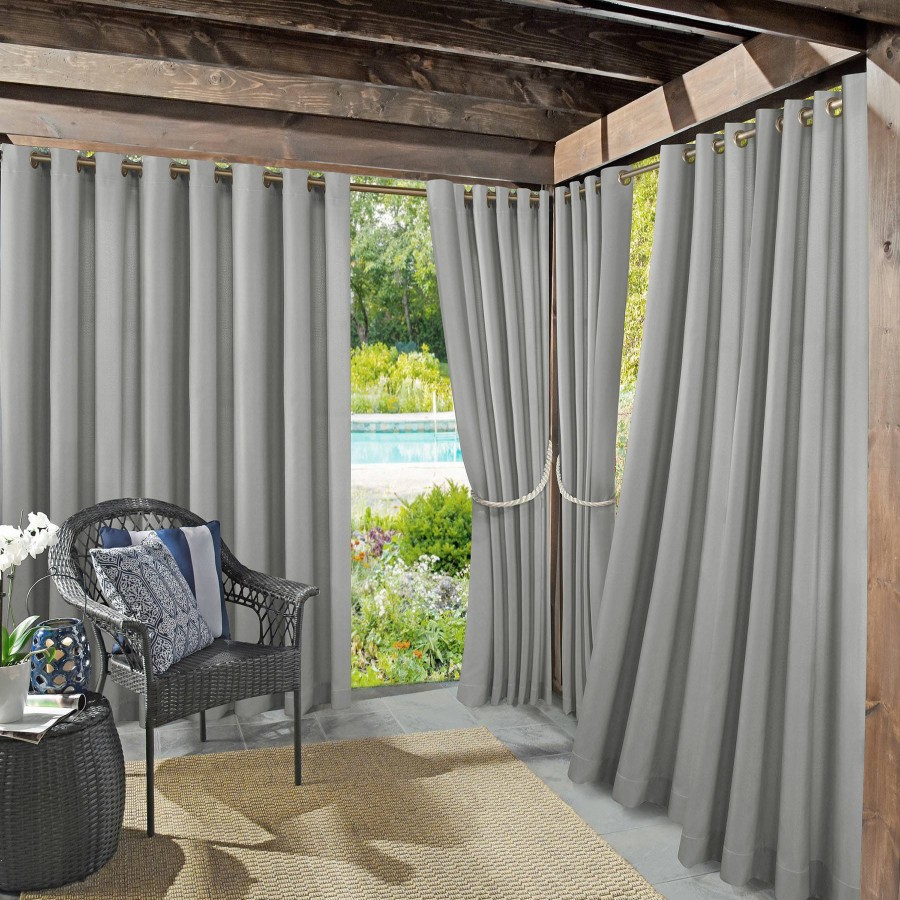 Rugs & Curtains * | Sun Zero Darian Grey Outdoor Light Filtering Curtain Panel, 84 At Low Price