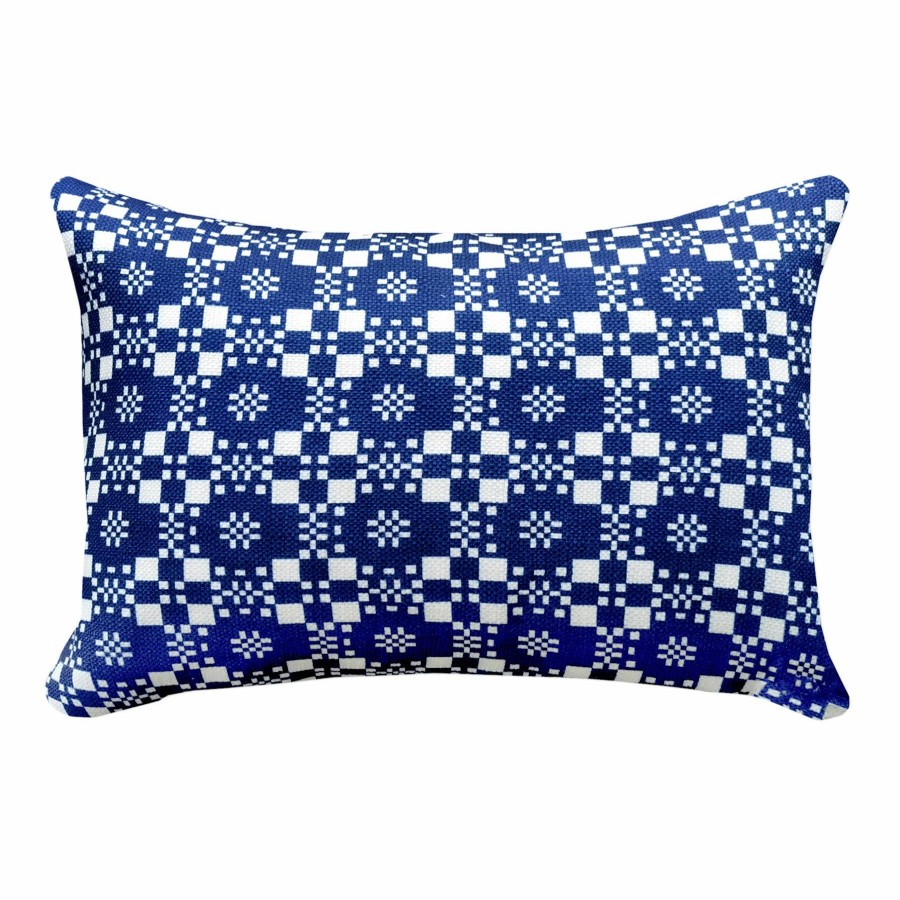 D Cor & Pillows * | Ty Pennington Navy Peony Welsh Plaid Oblong Throw Pillow, 14 20 Shop