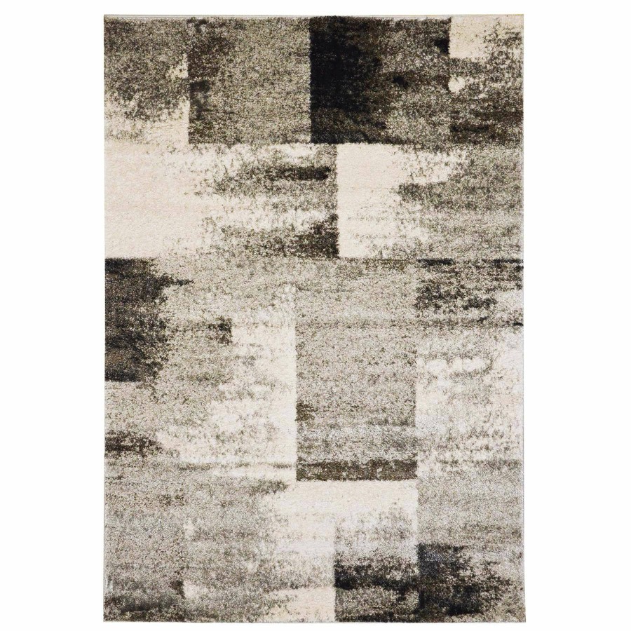 Rugs & Curtains * | (B501) Ivory & Grey Abstract Block Area Rug, 8 10 Quality Guarantee