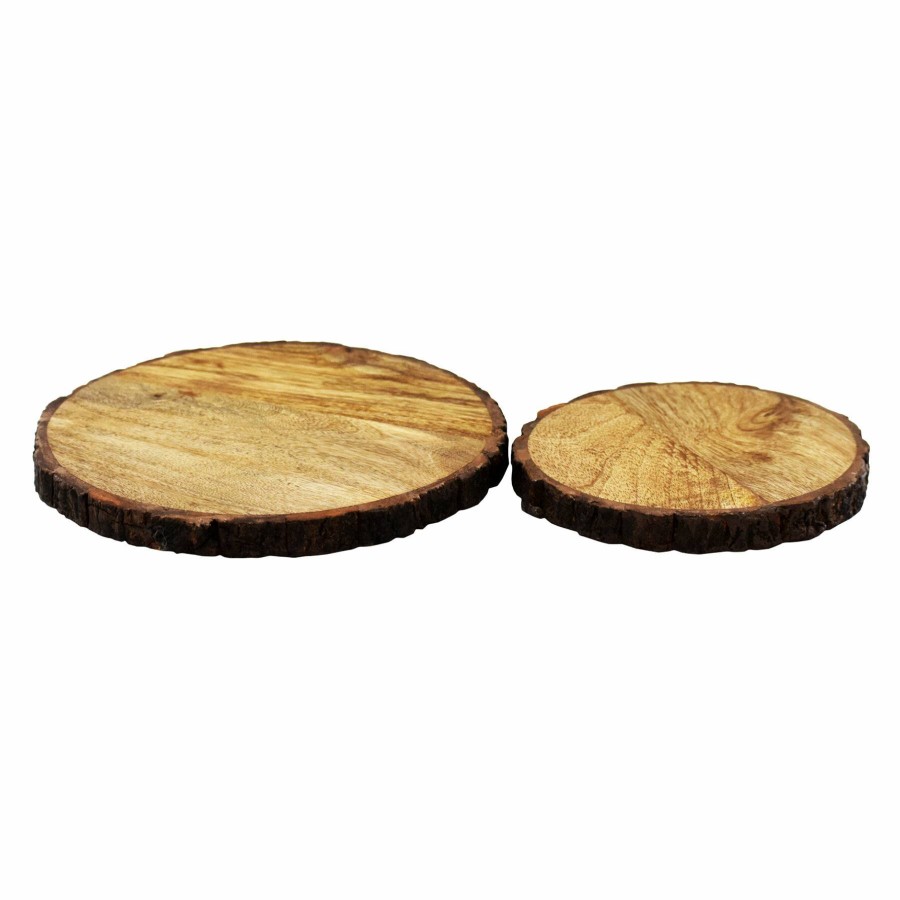 D Cor & Pillows * | Mango Wood Bark Edge Risers, Set Of 2 At Low Price