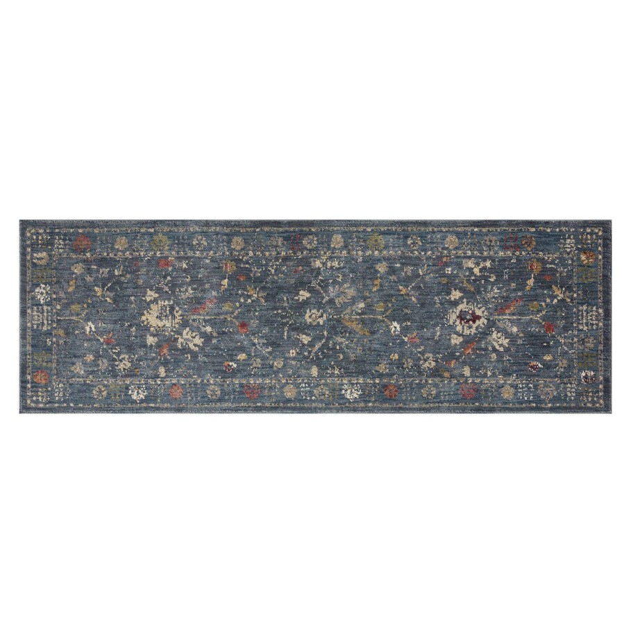 Rugs & Curtains * | (A475) Grace Mitchell Jewel Blue Floral Runner, 3 8 Exceptional Design