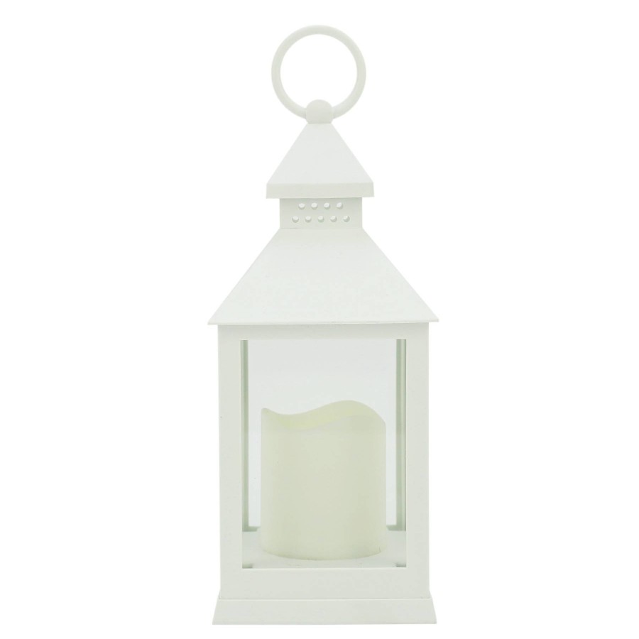 Home Accents * | White Led Lantern, 9.5 Outlet Sale