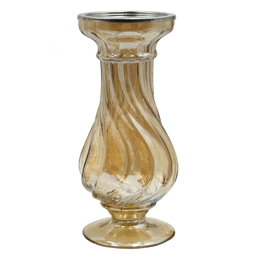 Home Accents * | Twisted Gold Luster Glass Pillar Candle Holder, 10 Discount