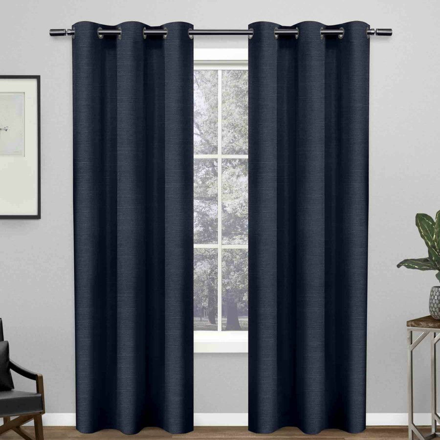 Rugs & Curtains * | Leeds Peacoat Blue Woven Blackout Grommet Curtain Panel, 84 Fantastic Model