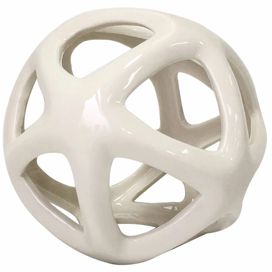 Home Accents * | White Cutout Ceramic Sphere, 5 Discount Store